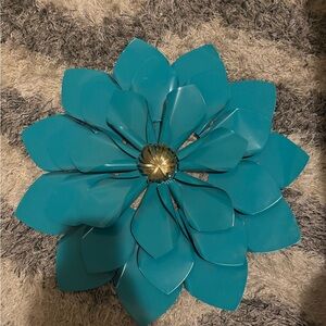 Teal Metal Wall Flower Decor